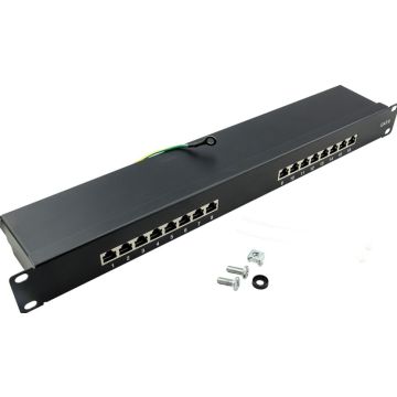 Patch Panel Logilink Cat6 desktop 16port STP black 16x RJ45, 19", EconLine