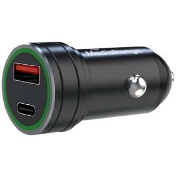 MediaRange Kfz-Ladegerät 1xUSB-A u.1xUSB-C schw. Alu-Gehäuse
