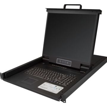 StarTech.com 8 port KVM Rack Console met 1,8m Lange Kabels, Geïntegreerde KVM Switch met 19" LCD Scherm, Universele 1U LCD KVM Console, OSD KVM, 50000 MTBF, USB + VGA Support, QWERTY (RKCONS1908K) - KVM-console met KVM-schakelaar