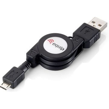 Equip 128595 USB 2.0 Cable [1m, A/M -> Micro B/M, retractable, black]