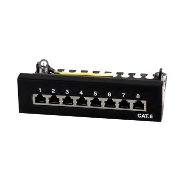 Logilink Patchpanel tafel/Wand Cat.6 STP 8 Ports, zwart