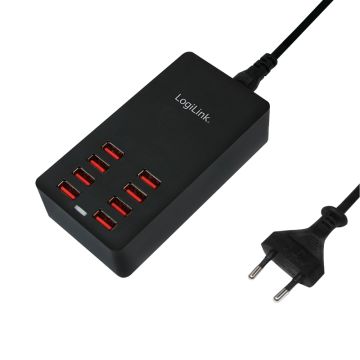 Logilink USB Lader 8 Port, 44W, zwart
