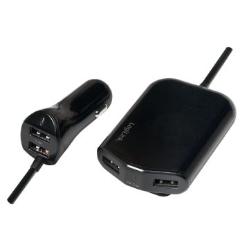 Logilink USB Car Charger, 2+2-Port, 24W, zwart