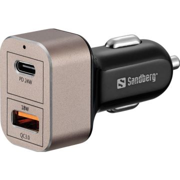 Sandberg Car Charger 1xQC3.0+1xUSBC