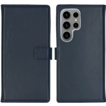 Selencia Echt Lederen Bookcase Samsung Galaxy S24 Ultra - Blauw