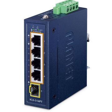 PLANET Industrial 4-Port PoE + 1-Port SFP IGS-514PT