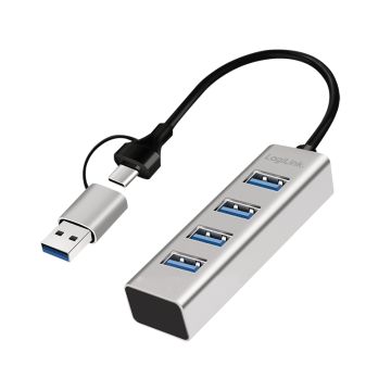 Logilink USB 3.0 HUB, 4x USB-A, 5 Gbit/s, silber