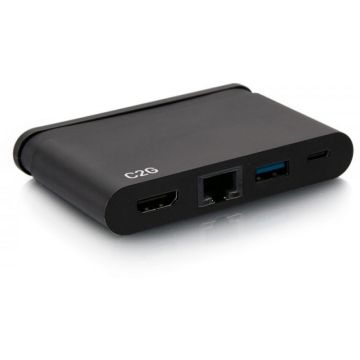 C2G USB C Dock with HDMI, USB, Ethernet, USB C & Power Delivery up to 100W - Dockingstation