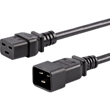 StarTech.com 3m Heavy Duty Stroom Verlengkabel, C19 naar C20 Voedingskabel, 15A 250V, 14AWG, Zwart, Stevige Stroomkabel, IEC 320 C19 naar IEC 320 C20 AC Verlengkabel, UL-Listed (PXTC19201410) - Voedingskabel