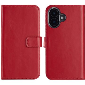 Selencia Echt Lederen Bookcase iPhone 16 Plus - Rood