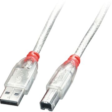Lindy USB 2.0 Kabel Type A/B transparant M/M 0.5m