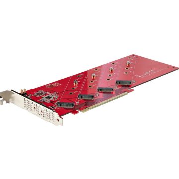 StarTech.com Quad M.2 PCIe Adapter Card, x16 Quad NVMe or AHCI M.2 SSD to PCI Express 4.0, Up to 7.8GBpsDrive, For 22422260228022110mm PCIe M-Key M2 SSDs, Bifurcation Required - PCLinux Compatible (QUAD-M2-PCIE-CARD-B)
