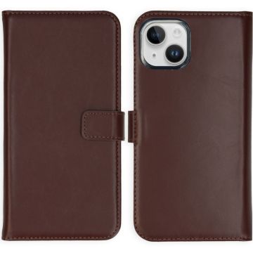 Selencia Echt Lederen Bookcase iPhone 15 - Bruin