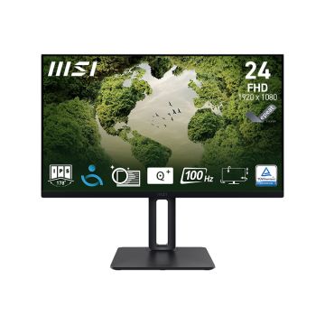 MSI PRO MP242P Monitor - 23,8″ Full HD IPS Scherm - 75 Hz - DisplayPort, HDMI, VGA - Ergonomische Stand - Zwart