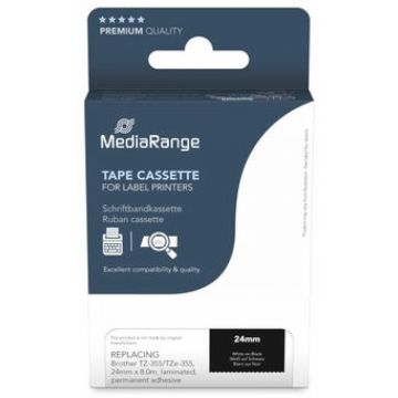 MediaRange Schriftbandka. Brother TZ-355/TZe-355 24mm 8m ws