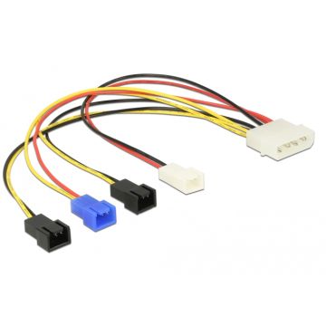 DELOCK Stroomkabel Molex 4Pin -> 4x 2Pin koeler St/St 0.20m