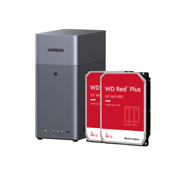 UGREEN NASync DH2300 - NAS‑server + 2x 4TB WD RED HDD