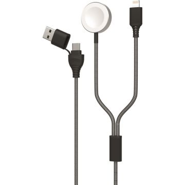 2GO 2in1 USB/Type C oplaadkabel f. Watch & Smartphone 1,8m zwart