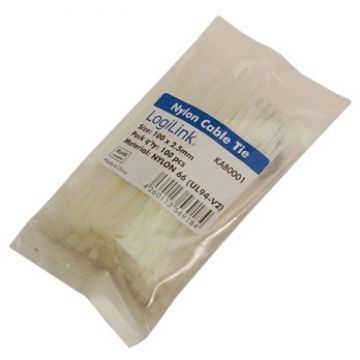 ZUB Logilink cable ties 100pcs. transparent length: 100 mm, width: 2.5 mm