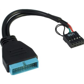 Inter-Tech 9-pin USB2.0 naar 19-pin USB 3.0 Interne Adapter