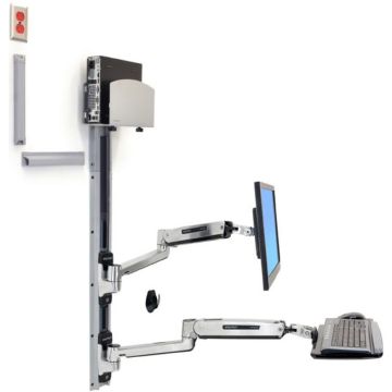 Ergotron LX - Bevestigingskit (CPU-houder, muishouder, 2 railbedekkingen, toetsenbordarm, 2 kabelkanalen, polssteun, zit-sta arm, wandgeleider 10", wandgeleider 34")