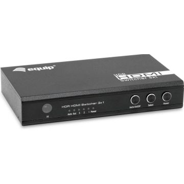 Equip Switch 3x1 HDMI 2.0 4K/60Hz zwart inkl.afstandsbediening