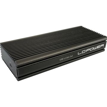 LC-Power LC-M2-C-NVME-2X2, SDD-behuizing, M.2, PCI Express, 20 Gbit/s, USB-aansluiting, Zwart