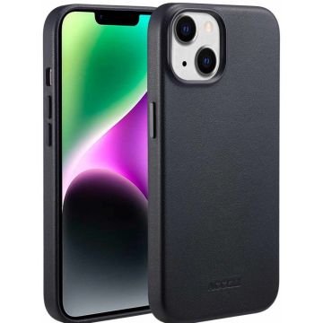Accezz MagSafe Leather Backcover iPhone 14 - Onyx Black