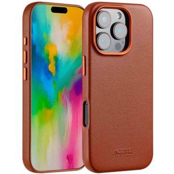 Accezz MagSafe Leather Backcover iPhone 16 Pro - Sienna Brown