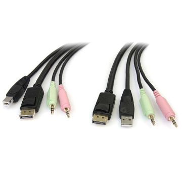 StarTech.com 1,80m 4-in-1 USB DisplayPort KVM-switch Kabel met Audio en Microfoon - Video/USB/audiokabel