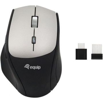 Equip Optische Maus kabellos Dual Adapter USB-C+A  R+L    sw