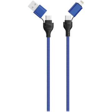 2GO USB / Type C Datenkabel 4in1 blau 120cm