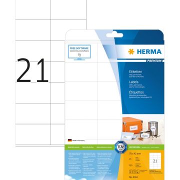 Herma 4361 Etiketten wit 70x42 Premium A4 525 st.