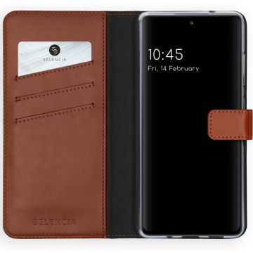 Selencia Echt Lederen Bookcase Samsung Galaxy S20 FE - Lichtbruin
