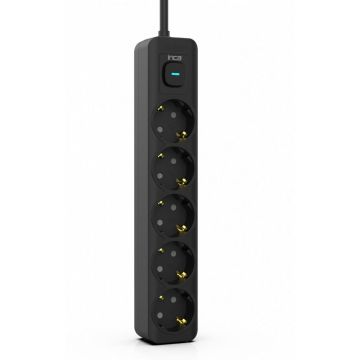 INCA stekker omlijsting IPW-44SY 5 Steck.,LED Anz. zwart 1,5m