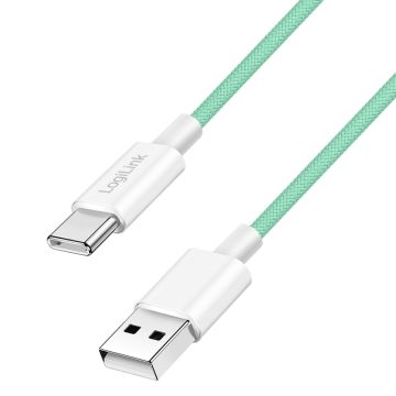 Logilink USB 2.0 Typ-C Kabel C/M > A/M, Nylon, 60W grün 0,5m