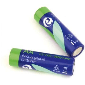 gembird Wiederaufladbare Ni-MH-AA-Batterien, 2600 mAh, 2er