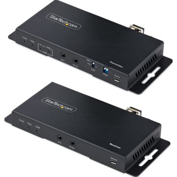 StarTech.com 4K HDMI over Fiber Extender Kit, 4K 60Hz up to 3300ft1km (Single Mode) or 1000ft300m (Multimode) LC Fiber Optic, HDRHDCP, AudioRS232IR Extender, HDMI Video Extender - Transmitter and Receiver Kit (ST121HD20FXA2)