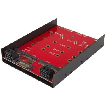 StarTech.com 4x M.2 SATA monteerbare adapter voor 3,5 inch drive bay - Controller voor opslag
