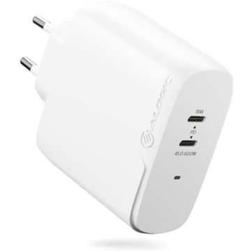 Alogic Lader 63W 2 Port 2x USB-C weiÃ
