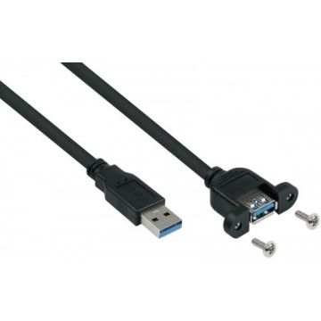 kabelmeister USB3.0 Verläng. A St.-A Einbau UL zwart 0,3m