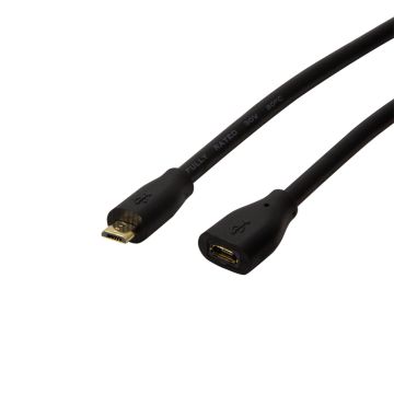 Logilink USB 2.0 Verlängerungskabel, Micro-B, 0,5m zwart