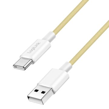 Logilink USB 2.0 Typ-C Kabel C/M > A/M, Nylon, 60W gelb 0,5m