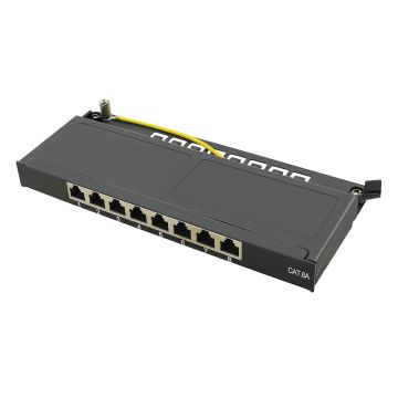 Logilink Cat.6A Mini Patchpanel, 8-Port, zwart, 0,5 HE
