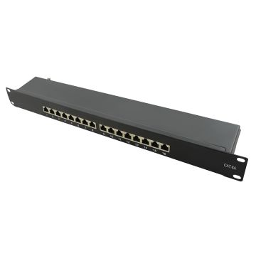 Logilink 19" Cat.6A Patchpanel, 16-Port, zwart, 1 HE