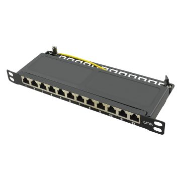 Logilink 10" Cat.6A Patchpanel, 12-Port, zwart, 0,5 HE