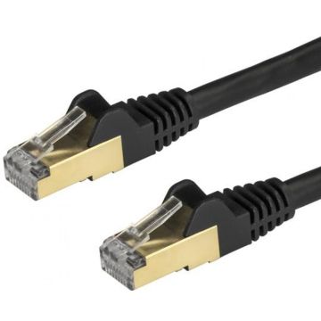 StarTech.com 50cm CAT6A Ethernet Cable, 10 Gigabit Shielded Snagless RJ45 100W PoE Patch Cord, CAT 6A 10GbE STP Network Cable wStrain Relief, Black, Fluke TestedUL Certified WiringTIA - Category 6A