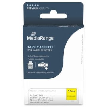 MediaRange Schriftbandka. Brother TZ-C31/TZe-C31 12mm 8m zwart