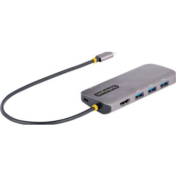 StarTech.com USB C Multiport Adapter, 4K 60Hz HDMI Video, 3-Port 5Gbps USB-A 3.2 Hub, 100W Power Delivery Passthrough, GbE, USB Type-C Mini Travel Dock with Charging, 12in30cm Cable - USB C Laptop Docking Station (127B-USBC-MULTIPORT)