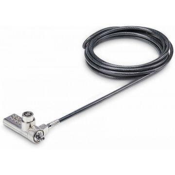 StarTech.com 10-Pack Dual-Access Laptop Lock, 6.5ft (2m) Keyed Alike and Combination Security Cable Lock for K-Slot Devices, Computer Anti-Theft Steel Cable - Beveiligingskabelslot